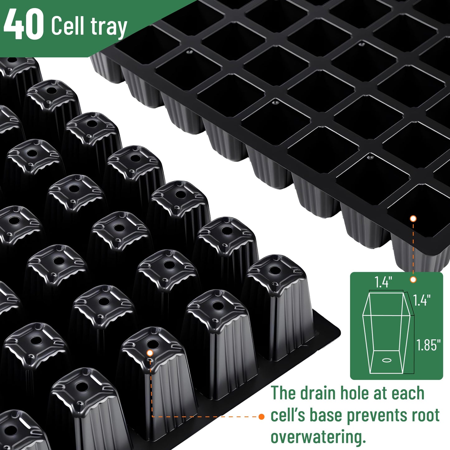 Mr. Pen- Seed Starter Tray Kits, 5 Set, Total 200 Cells, Durable Plant Germination Trays with Humidity Vented Domes and Bases, Ideal for Seed Starting, Indoor Gardening and Greenhouse