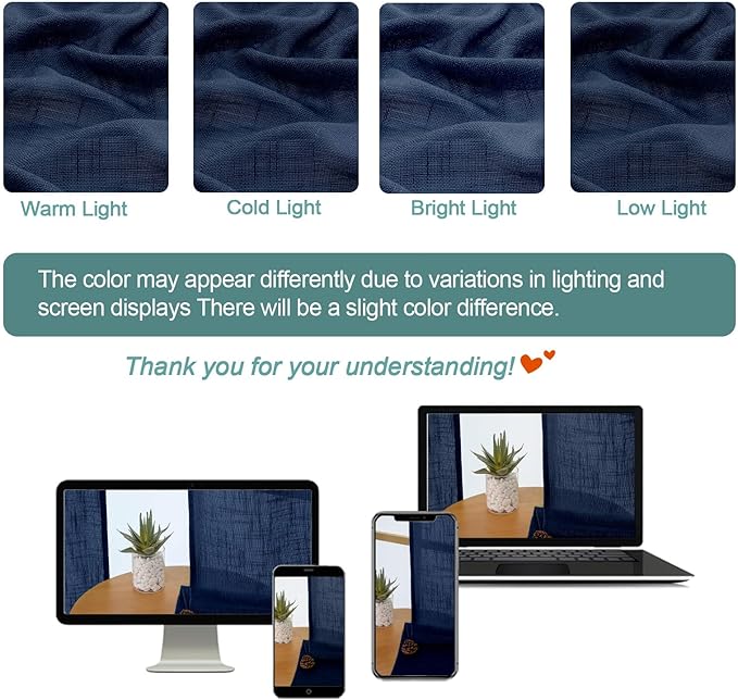 Chyhomenyc Navy Blue Semi Sheer Curtains 54 Inch Length