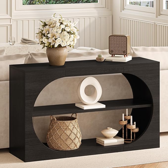 55-Inch Entryway Table with Storage, 3-Tier Console Tables, Behind Couch Table