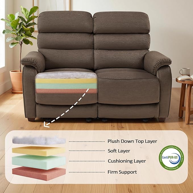 MCombo 61.6'' Wall Hugger Power Loveseat Recliner, Reclining Loveseat