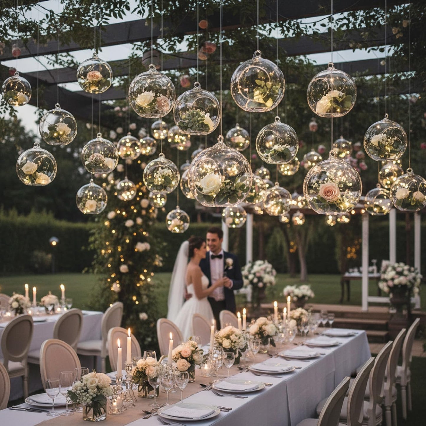 GlikCeil 12 Pcs 5.3'' 3.9'' 3.15'' Hanging Glass Tealights Candle Holder Large Globes Fillable Plant Clear Terrarium Orbs Air Plants Holder with Fishing Line Wedding Centerpiece Tree Decor