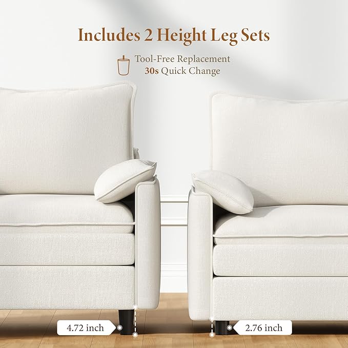 Vesgantti 74" Loveseat Sofa for Living Room, Comfy Cloud Couch Deep Seat