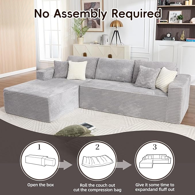Opiesit 108" Boneless Couches for Living Room, Modular Sectional Sofa