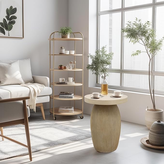 PARISLOFT Rustic Mushroom Side Table, Bohemian End Table