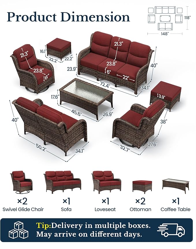 HILLGA Luxury High Back Patio Furniture Set