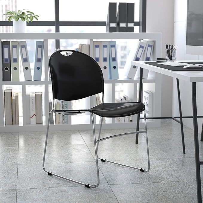 Flash Furniture 5 Pack HERCULES Series 880 lb. Capacity Black Ultra-Compact