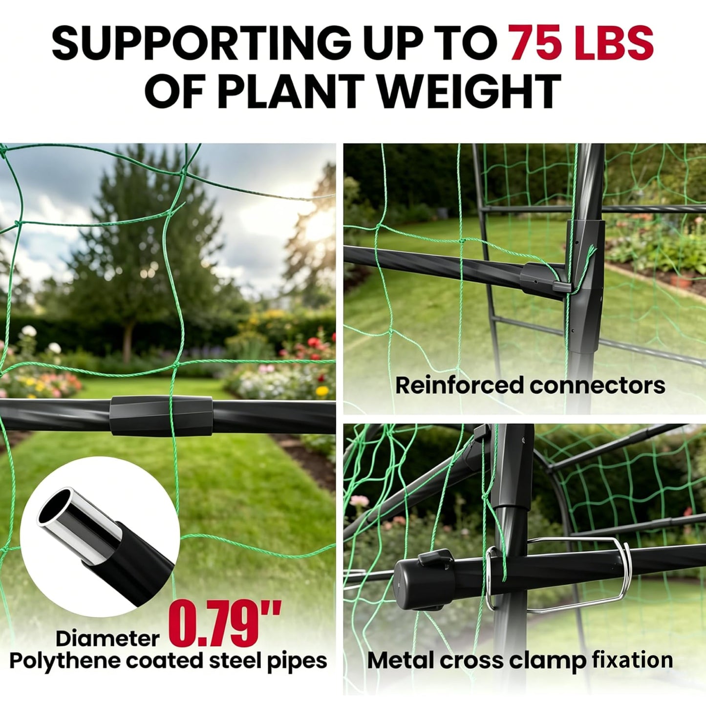 Miory Garden Arch Trellis for Climbing Plants Outdoor, 7ft Tall Plants Support Trellis for Climbing Vine Tomato Vegetable Flower Fruit, Cucumber Trellis for Raised Bed (32 x 83 Inch)