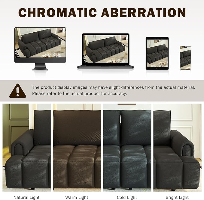 KEIKI 90.2" Modern 3-in-1 Sleeper Sofa Bed – Teddy Fabric 4-Seater Couch