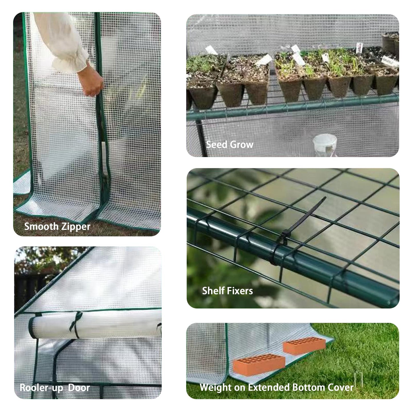 Greenhouse, Portable Mini Walk-in Green House for Outdoors with Roll-up Zipper Door, Anchors, and UV-Resistant Cover