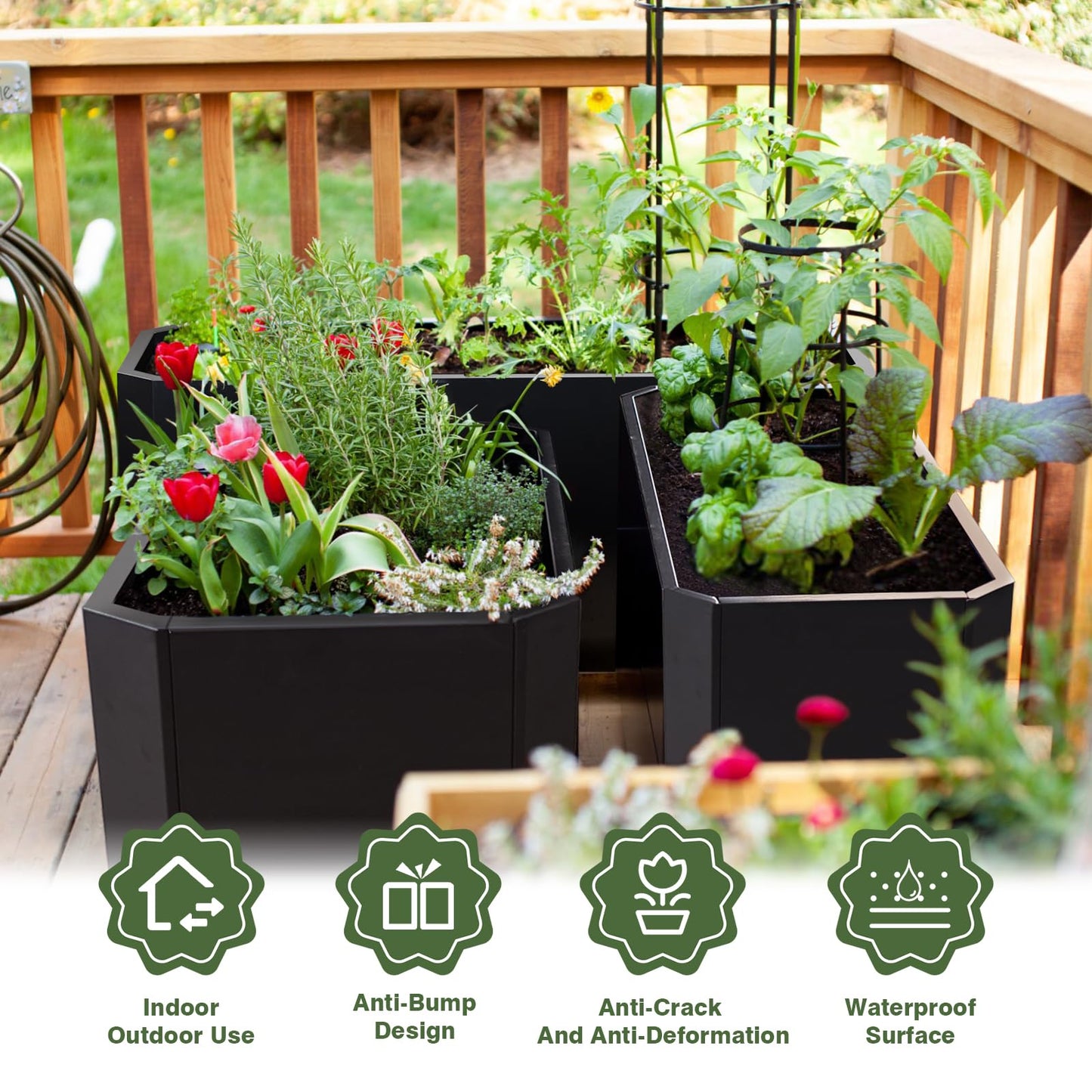 GJWCVL Steel Planter Box-36"x15"x15"-Large Rectangular Planter Indoor or Outdoor Black Matel Planter Box Commercial Residential for Patio Porch Deck Home Backyard