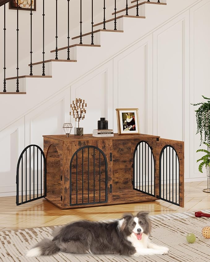 Hzuaneri 39.4" Wooden Dog Crate Furniture, Indoor Dog Kennel Dogs Cage