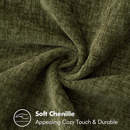 MIULEE Pack of 2 Couch Throw Pillow Covers 16x16 Inch Olive Green Farmhouse Decorative Pillow Covers with Stitched Edge Soft Chenille Solid Dyed Pillow Covers for Sofa Bed Living Room