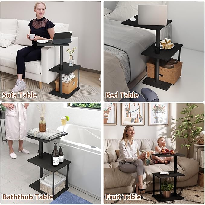 Faesun Swivel Side Table for Couch Arm, Adjustable C End Table for Recliner or