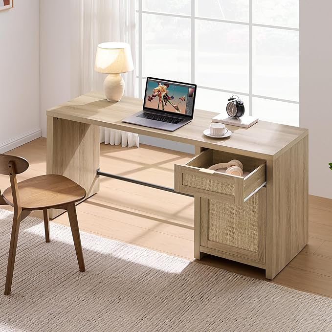 SICOTAS Rattan Home Office Desk