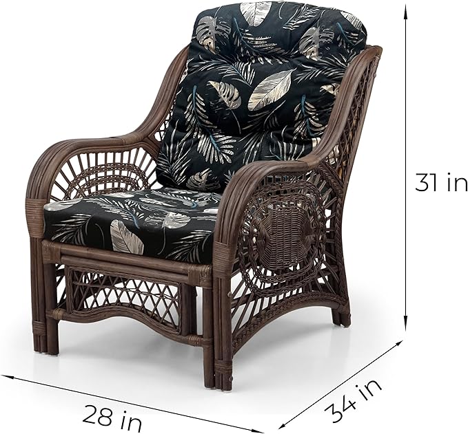 Malibu Lounge Set of 4: 2 Natural Rattan Wicker Chairs, Three-Seater Sofa and