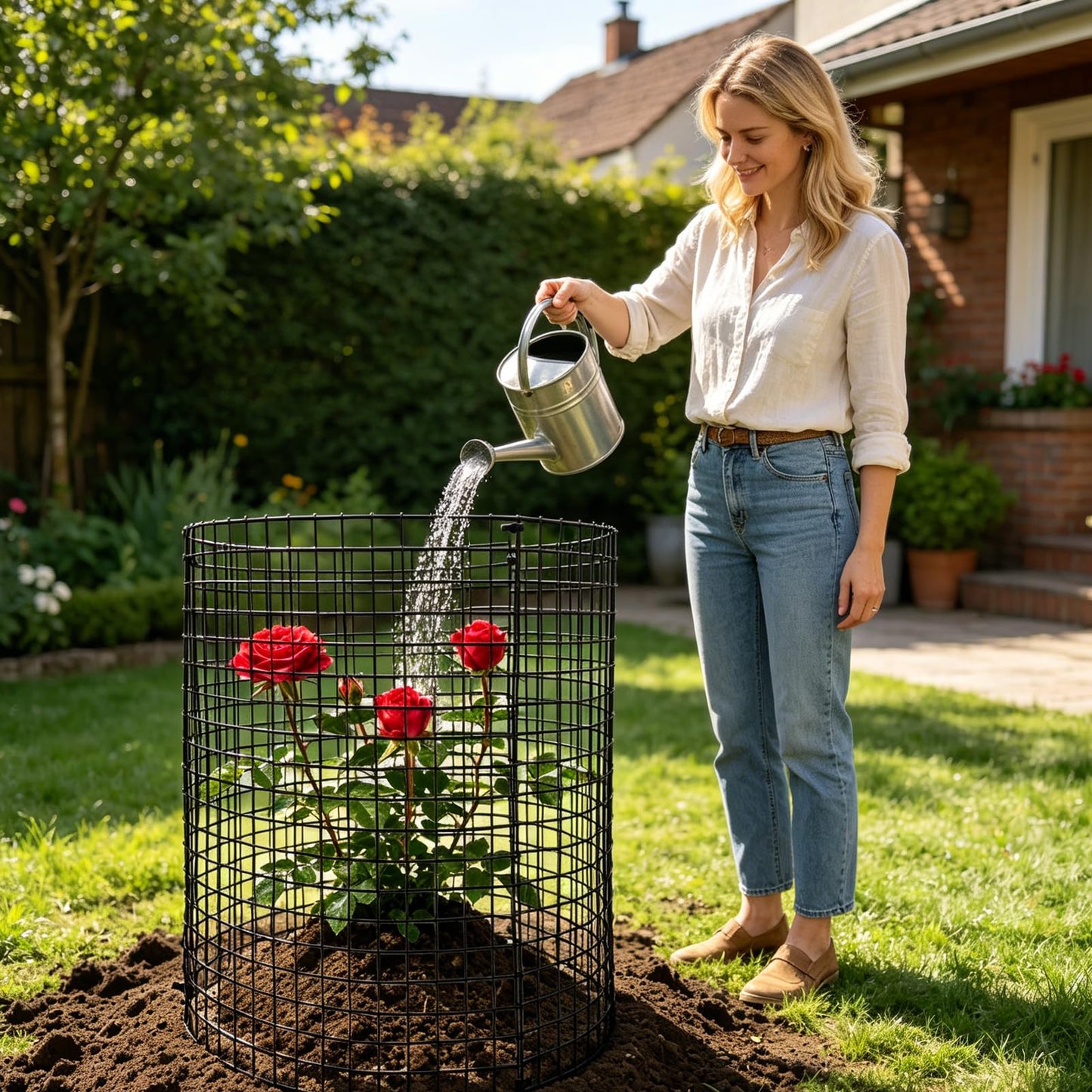 YEXEXINM 10 Pack Garden Plant Protectors from Animals 12"x12" Wire Plant Protectors with Ground Stakes&Nylon Tie Metal Plant Cage to Keep Animals Out Chicken Wire Cloche for Flower Vegetable