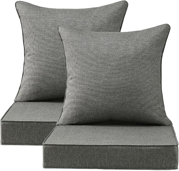 Sunbrella Outdoor Deep Seat & Back Cushion Set, 24 x 24 Inch Water Repellent