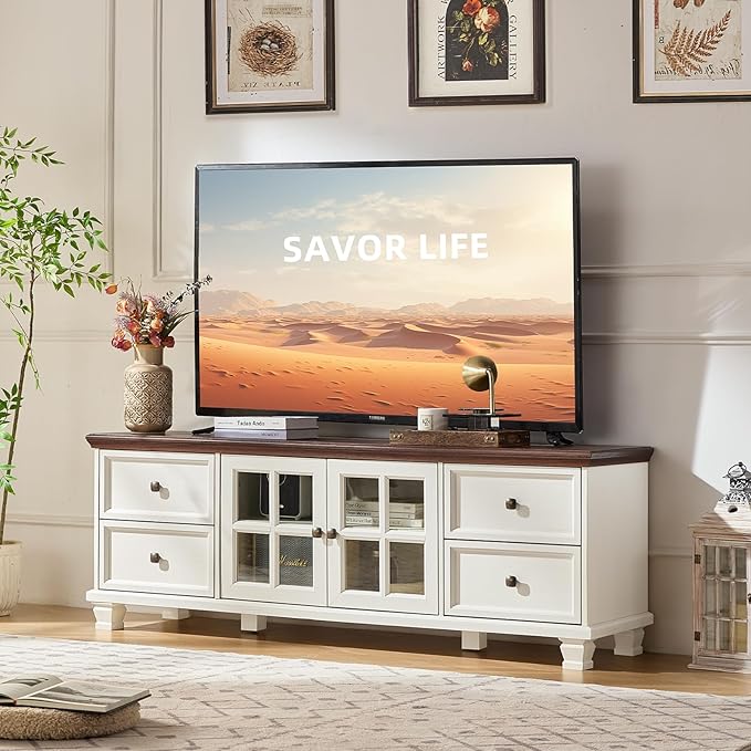 SAVOR LIFE TV Stands for Living Room, Farmhouse Entertainment Center, Rustic