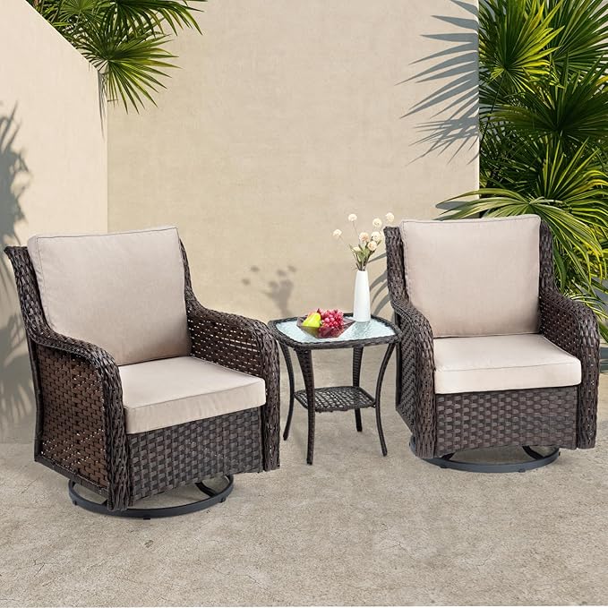 Towallmark Outdoor Swivel Wicker Glider Patio Chairs