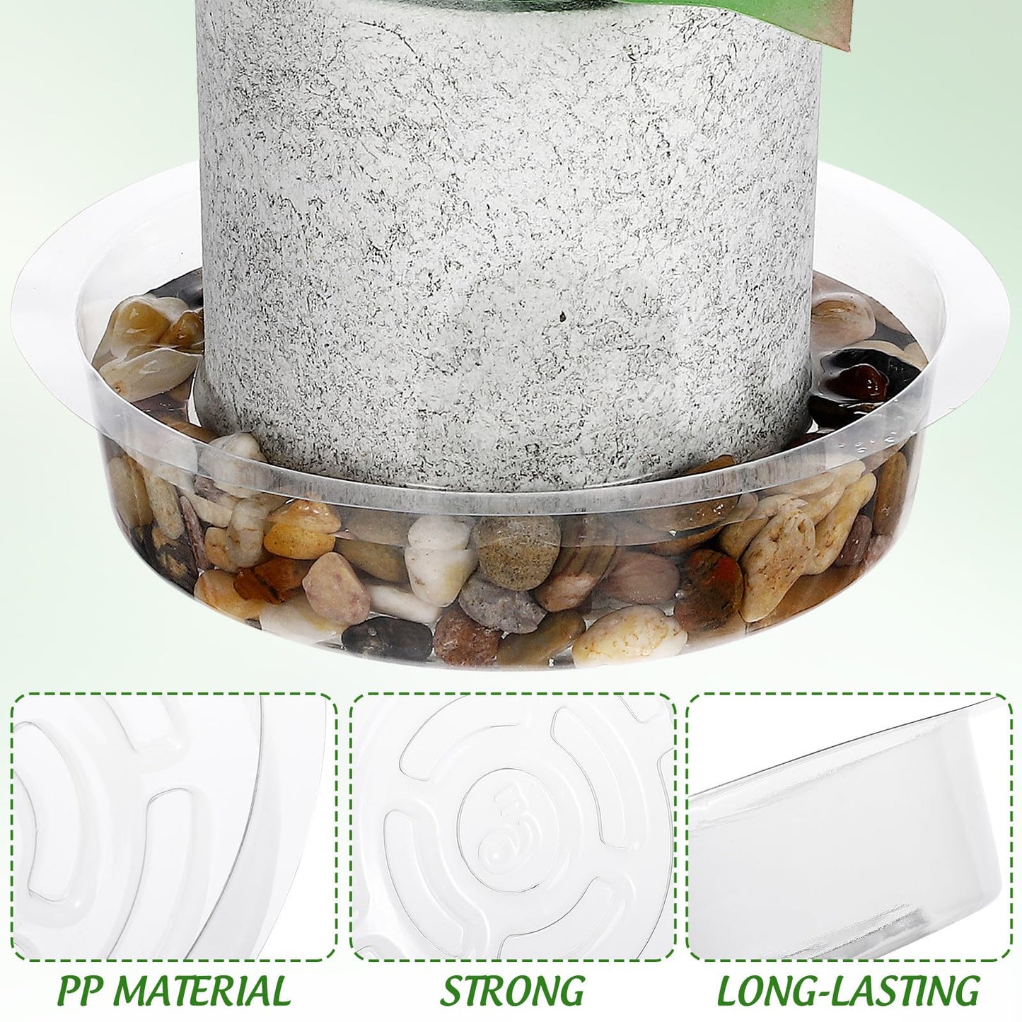 Tofficu 50 Pack 6 Inch Clear Plant Saucers, Plastic Drip Trays for Potted Plants, Flower Pot Tray Water Catcher, Indoor Outdoor Planter Drainage Plate to Protect Floors and Furniture