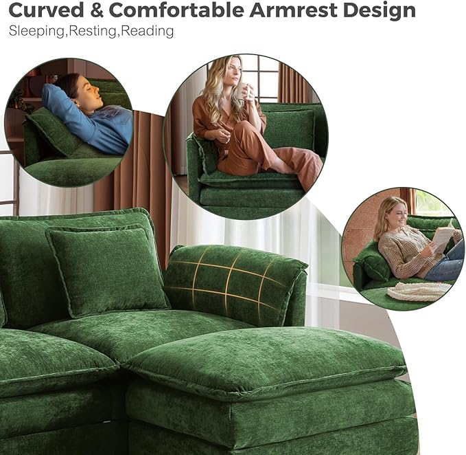 ELUCHANG Oversized 79" Modular Sectional Sofa Bed, Comfy Cloud Couch