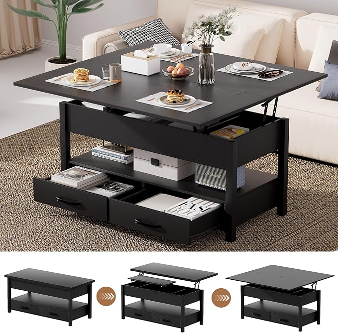 SYESWAY 42'' Lift Top Coffee Table, 4-in-1 Multifunctional Lift Coffee Table