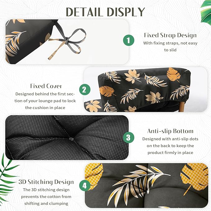 EverPine Outdoor Chaise Lounge Chair Cushion 74.4 x 22.8 x 4.7 Inch, Patio