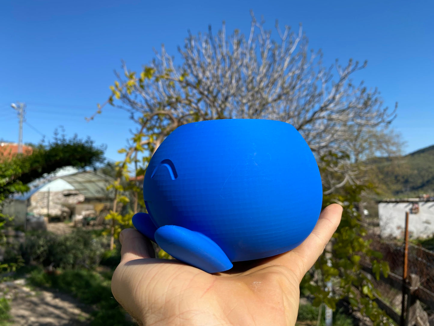 Oddish Inspired Planter | Cute 3D Printed Blue Plant Pot | Indoor Succulent or Cactus Planter | PLA Eco-Friendly Desk Decor Gift