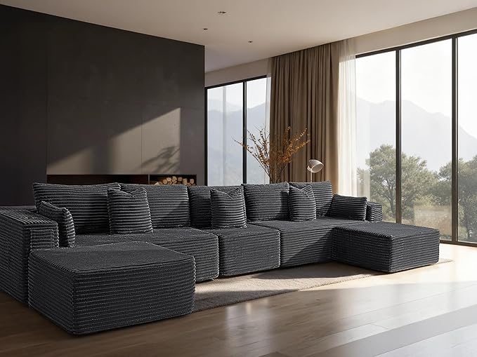 168" Cloud Sectional Couch, Comfort U Shaped Sofa