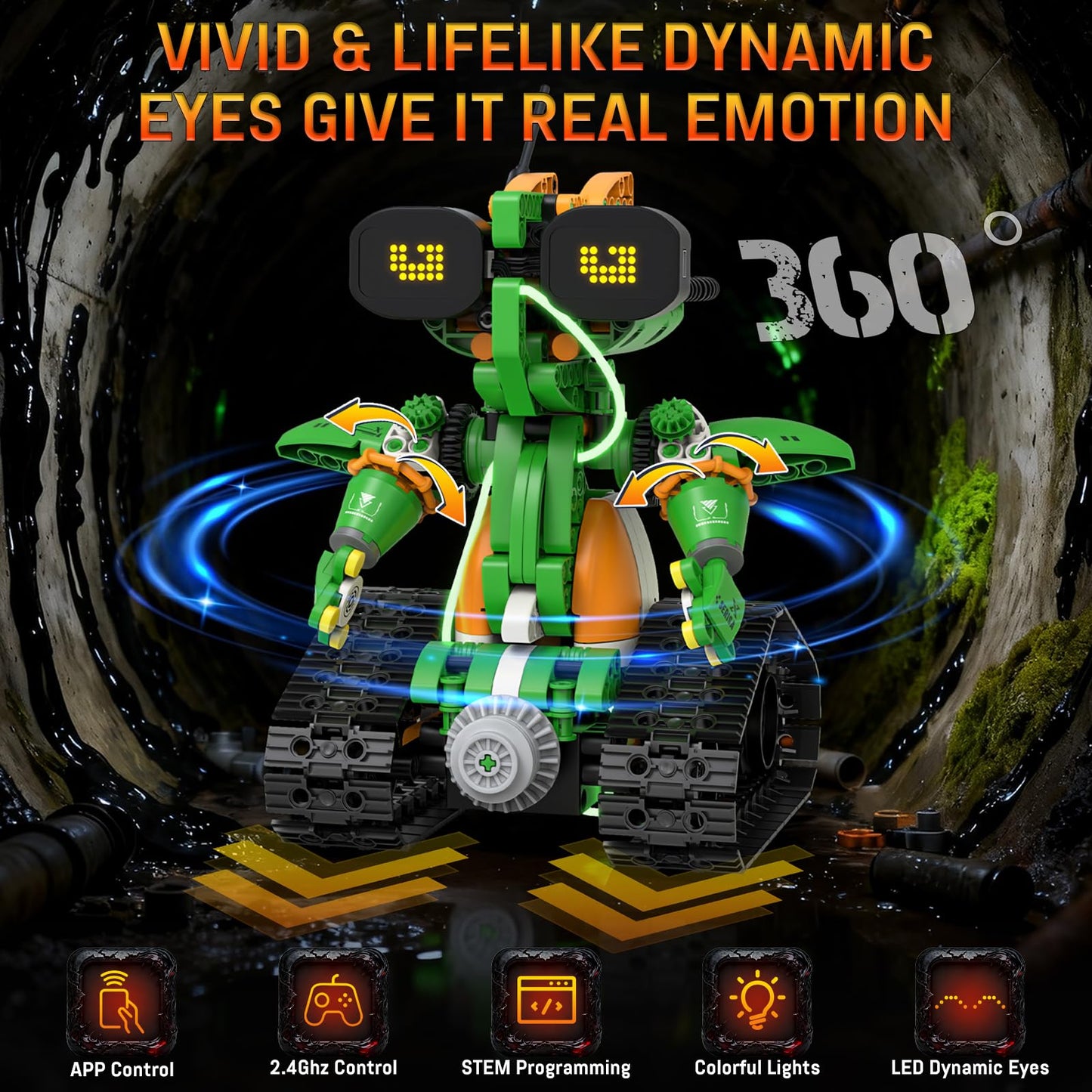STEM Robot Building Toys for Kids 6-12, 5in1 App & Remote Control STEM Tractor Frog Robot Building Kits, 732PCS DIY Educational Construction Building Block Set for Kid, Erector Set Gift for Boys Girls