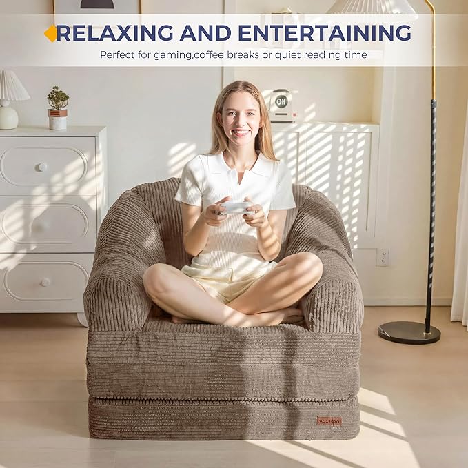 MAXYOYO Folding Sofa Bed with Backrest, Boneless Fold Out Couch Bed with Handle