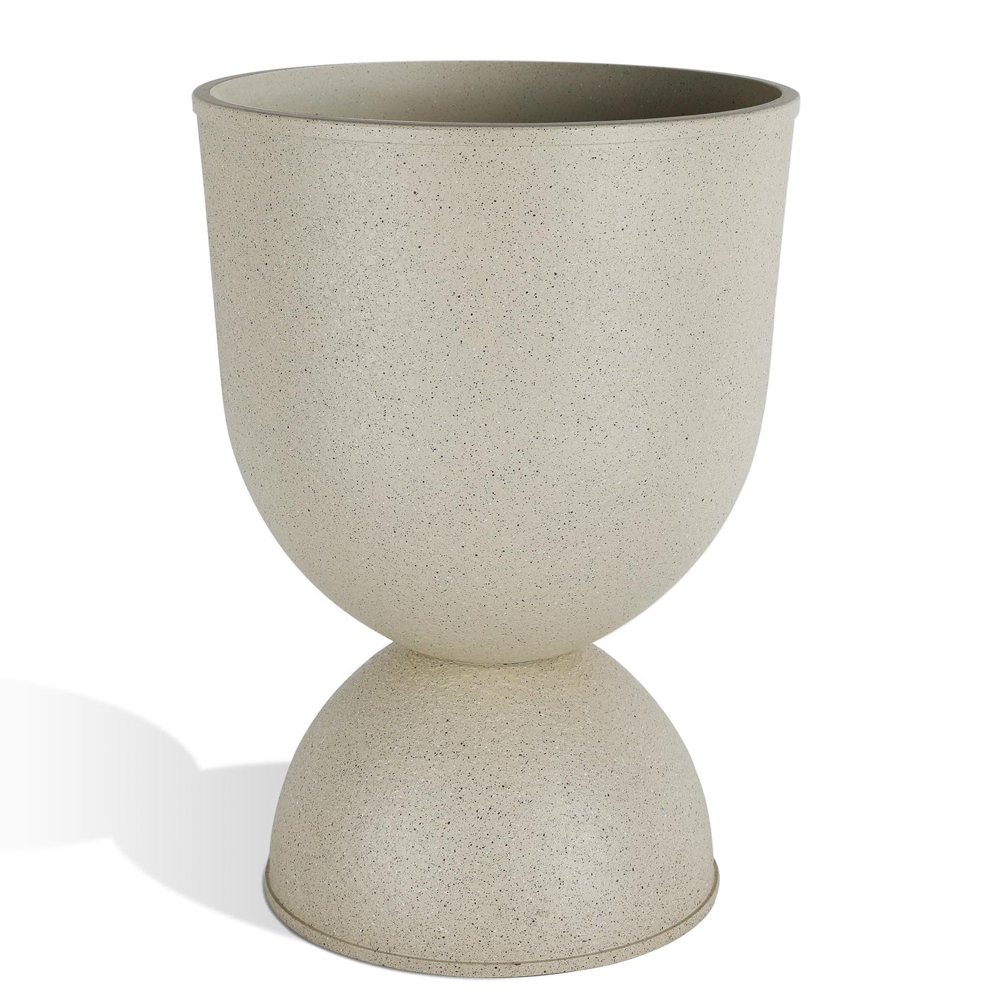 KOL Planters Flower Pots, Large Plastic Urn Planters for Indoor Outdoor Plants, Beige Pedestal Planter Pots, 23 Inch Tall Decorative Planters with Drainage Holes & Plugs for Patio Garden, 1 Pack