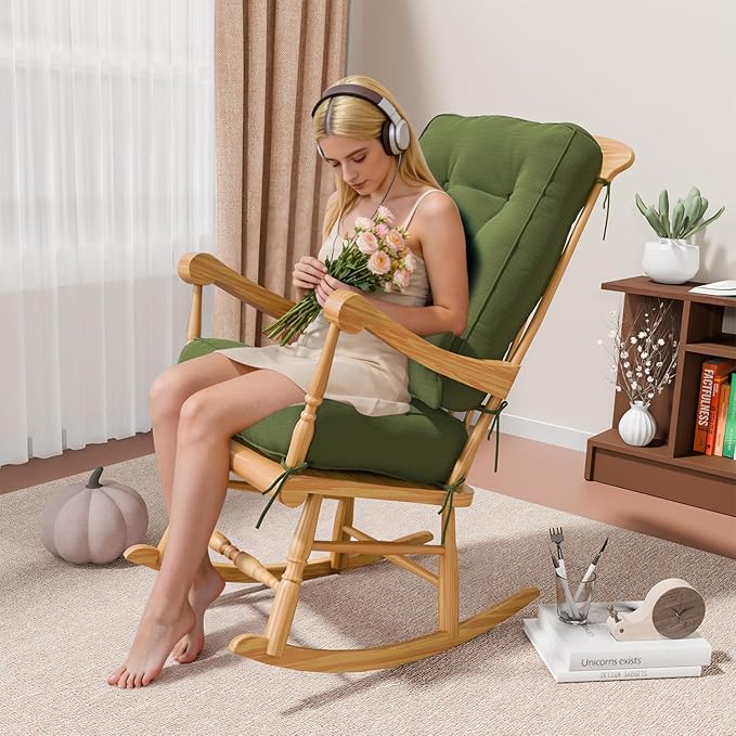 Rocking Chair Cushions with Pillow, Waterproof and Fade-Resistant Thicken