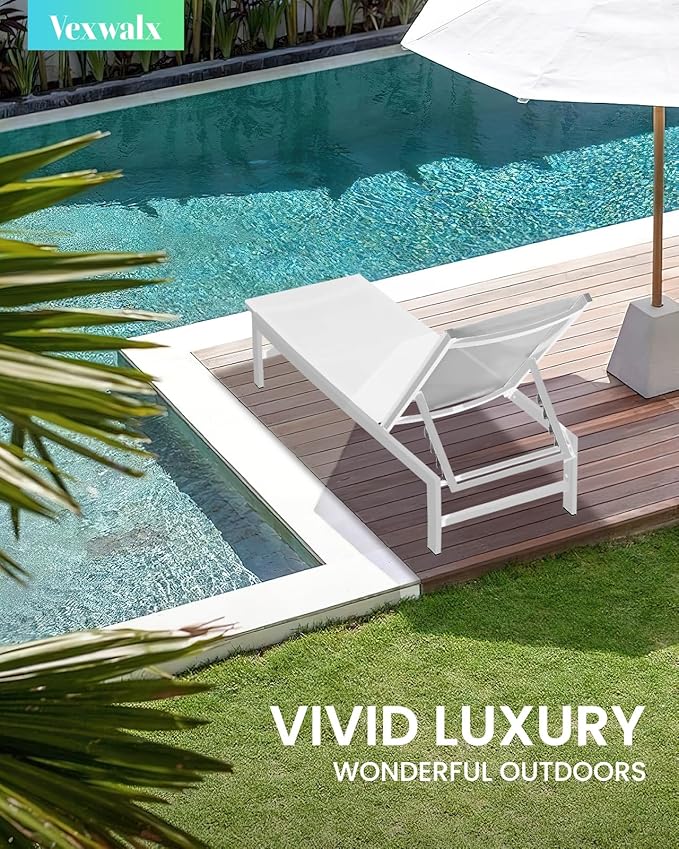 Vexwalx Outdoor Lounge Chair for Pool, Aluminum Chaise Lounge Chairs