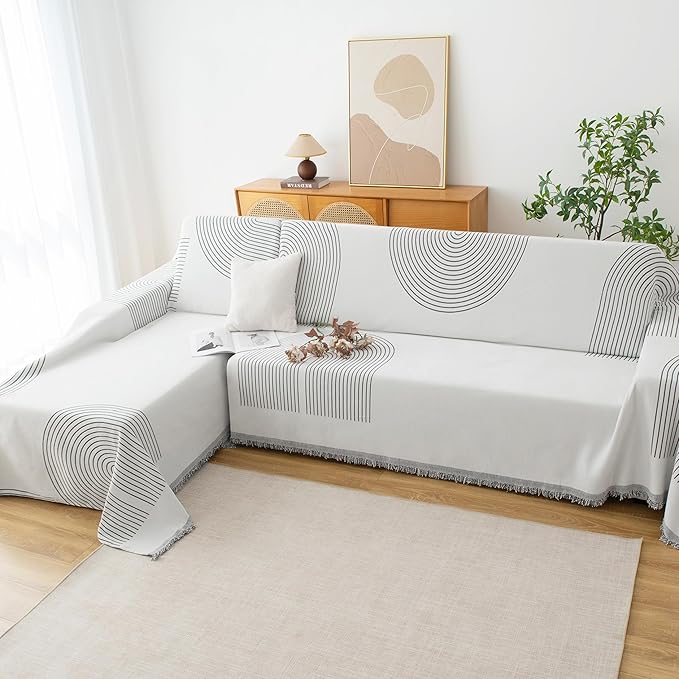 Couch Cover for Dogs, Boho Sofa Covers for 3 Cushion Couch, Chenille Sofa