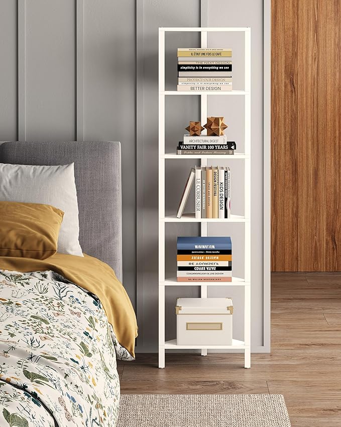 TUTOTAK 6-Tier Corner Bookshelf, Corner Shelf