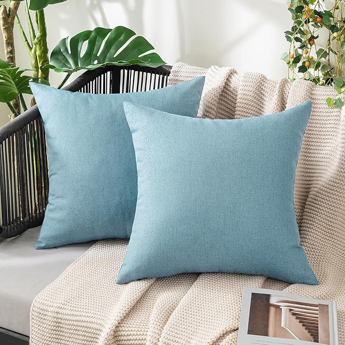 MIULEE Pack of 2 Decorative Outdoor Solid Waterproof Throw Pillow Covers Faux