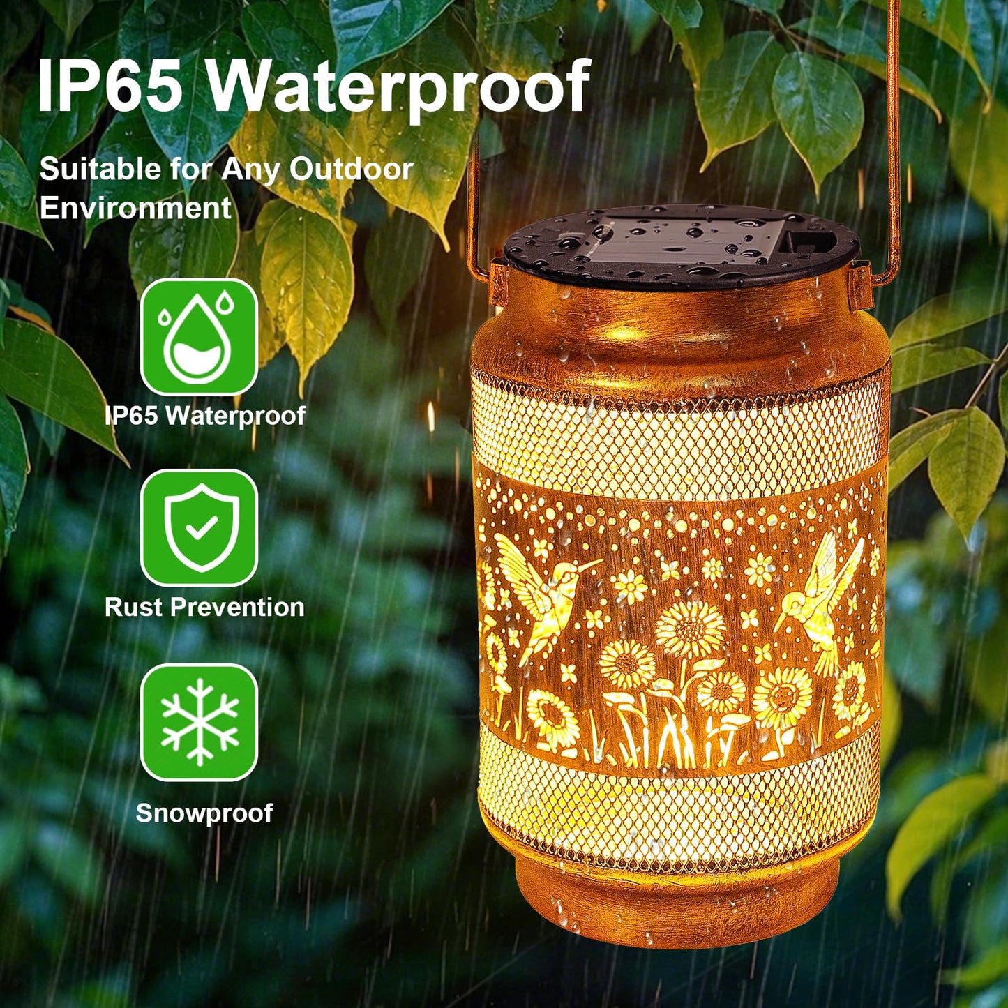 Gifts for Mom Women Grandma Birthday, Solar Lanterns Outdoor Waterproof Hummingbird Garden Decor, Metal Hanging Solar Lights for Outside Yard Patio Pathway Backyard