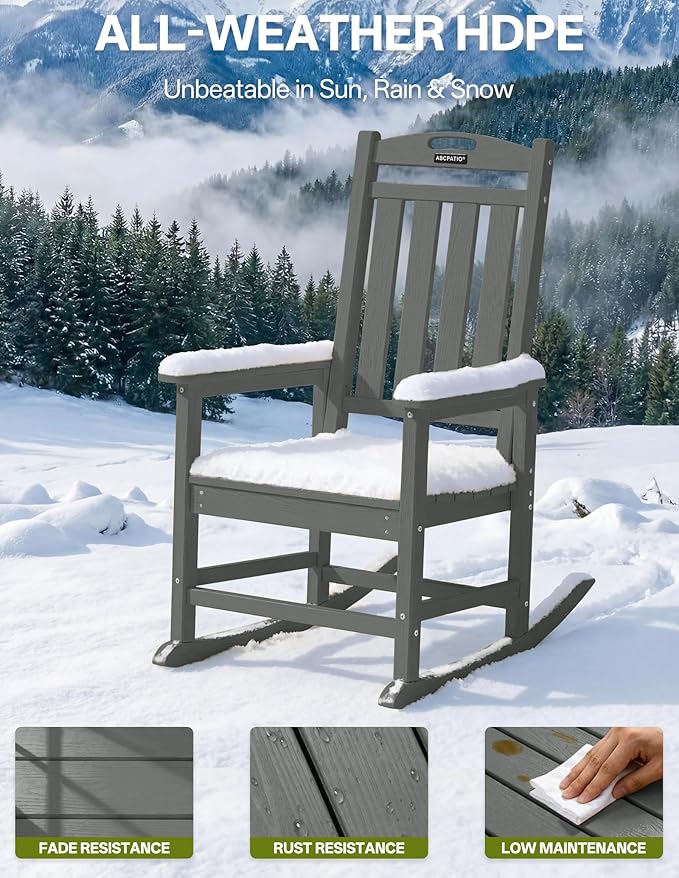 Outdoor Adirondack Rocking Chairs All-Weather HDPE Patio Rocker Chair