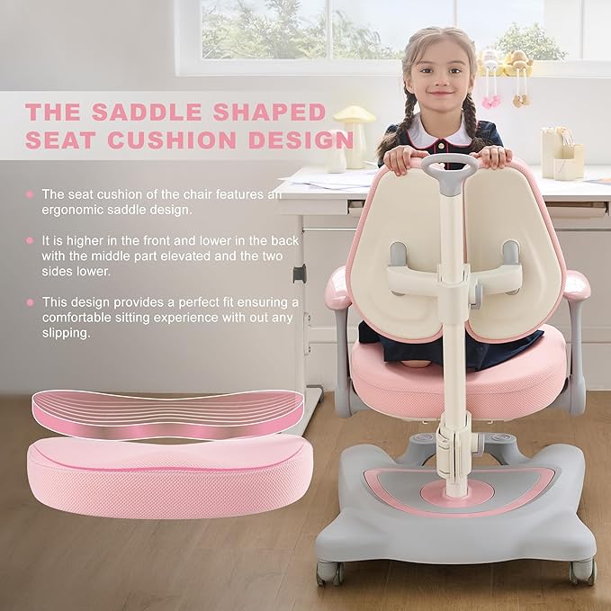 ERIYA Kids Desk Chair, Ergonomic Chair: Height-Adjustable, Double Back Support