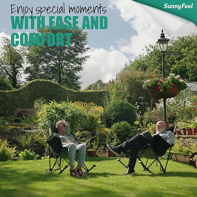 SUNNYFEEL Oversized Rocking Camping Chair 2 Pack, Fully Padded Patio Chair