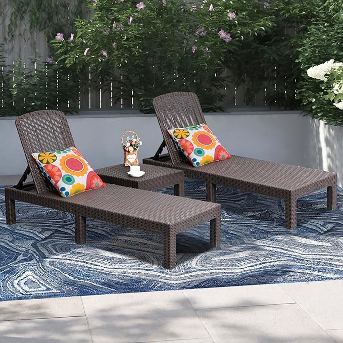 DIMAR GARDEN Beach Chairs Outdoor Chaise Lounge, Resin Pool Lounge Chair