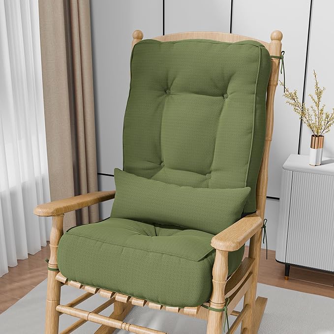 Rocking Chair Cushions with Pillow, Waterproof and Fade-Resistant Thicken