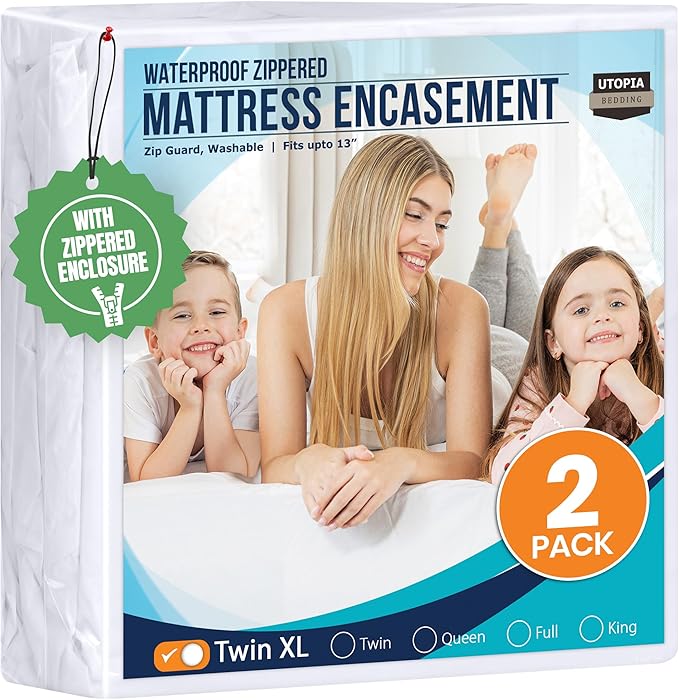 Utopia Bedding Mattress Protector Zippered Twin XL Size, 100% Waterproof Bed