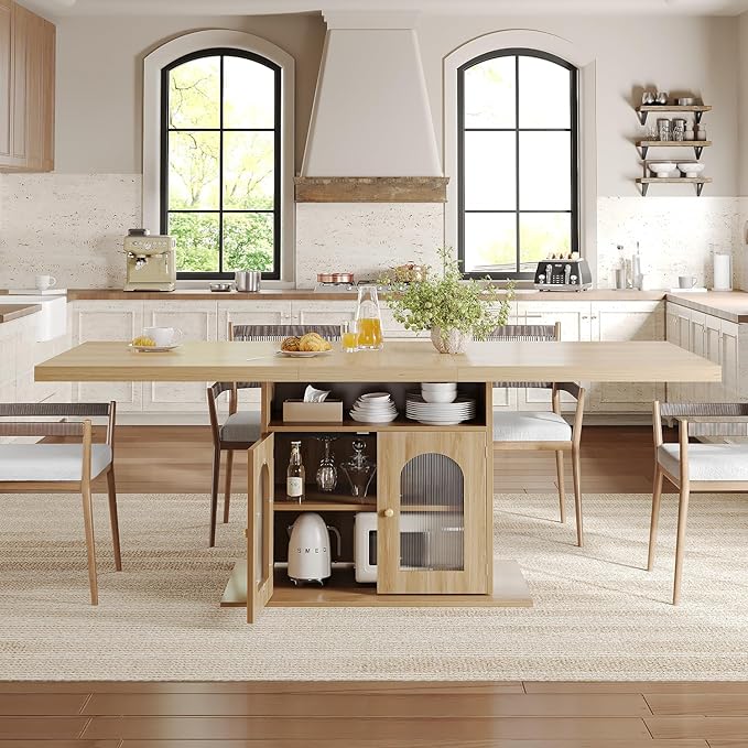 HSH Dining Table for 4–6, 63 Inch Wood Farmhouse Kitchen Table