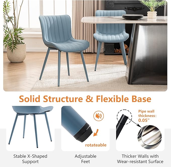 YOUNUOKE Mid-Century Modern Dining Chairs Set of 2, Armless Accent Chair