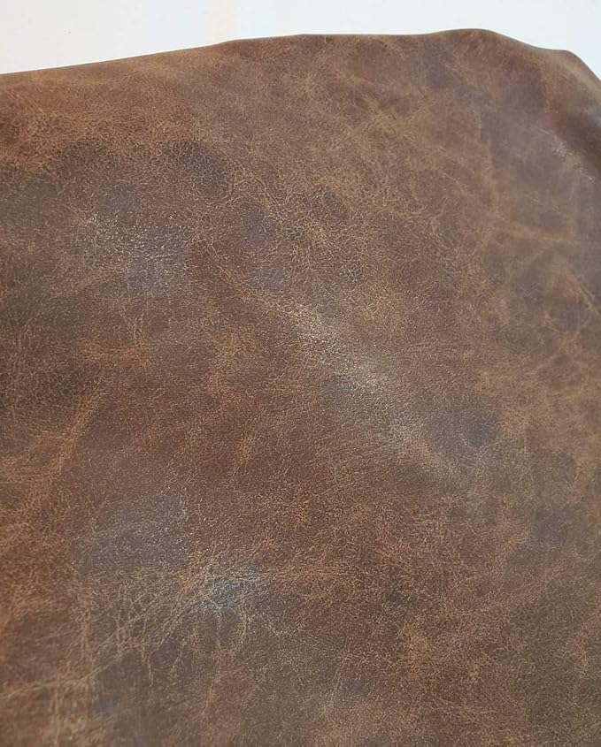 NAT Leathers™ | Brown Distressed 2 Tone Oily Faux Vegan Leather Sheet | 5 Yard
