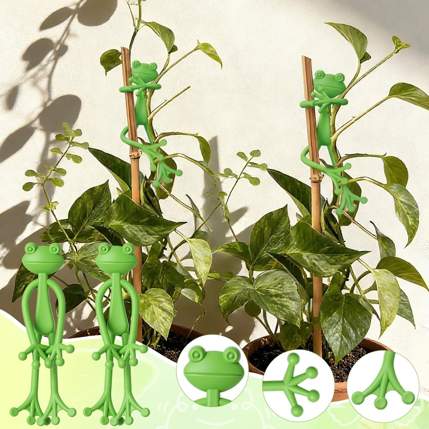 36 Pcs Frog Planter Hugger Frog Plant Stand Holder Bulk Green Frogs Plant Flower Pot Hugger Climbing Fixture Clip Plants Propagation Buddy Cute Support for Climbing Plants Indoor Outdoor Garden