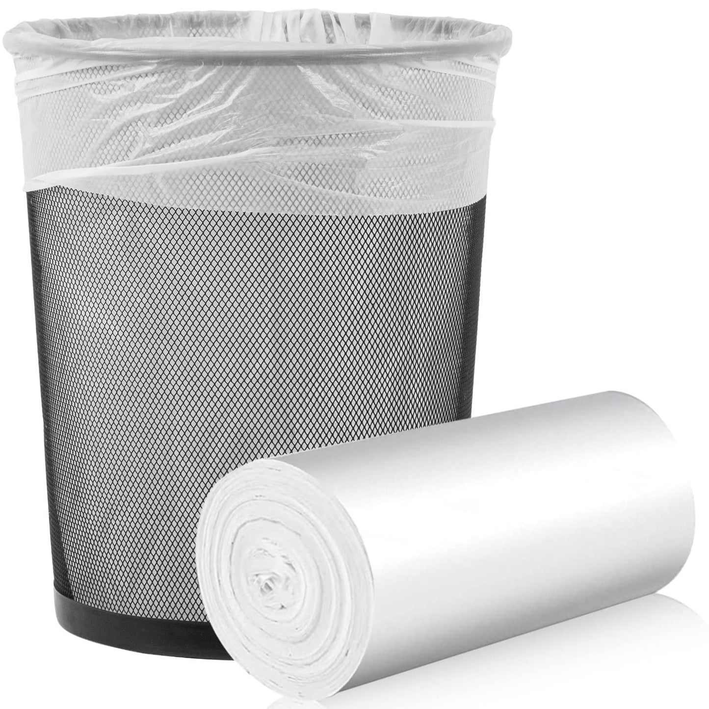 Medium Trash Bags, 6-8 Gallon White Garbage Bags Trash Can Liners for Bathroom, Bedroom, Office, Unscented (50 Count)