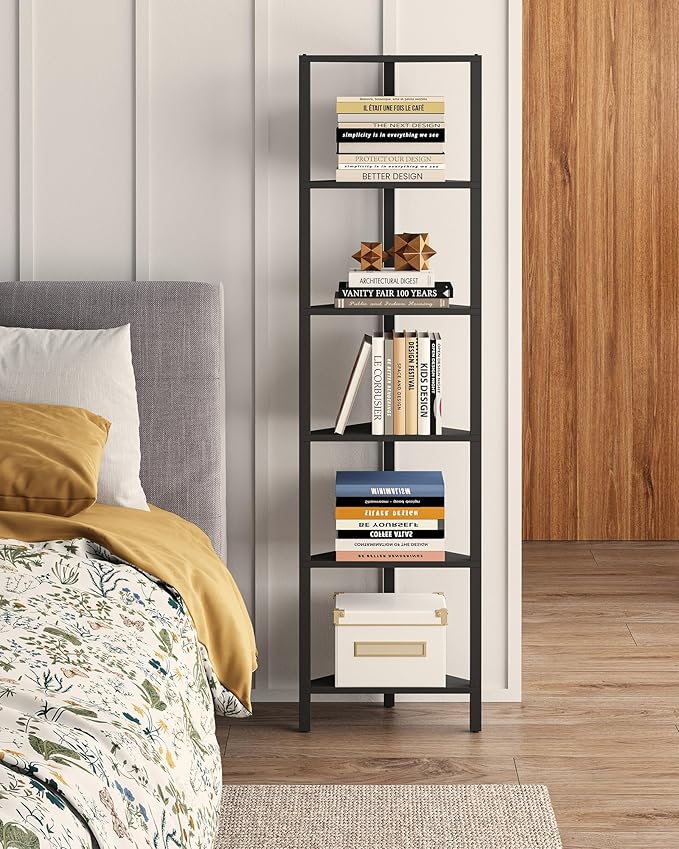 TUTOTAK Corner Shelf, 6-Tier Corner Bookshelf